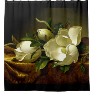 Heade Magnolia Blume auf Gold Velvet Duschvorhang