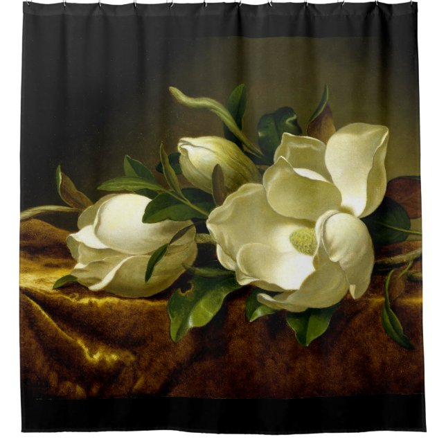 Heade Magnolia Blume auf Gold Velvet Duschvorhang (Vorderseite)
