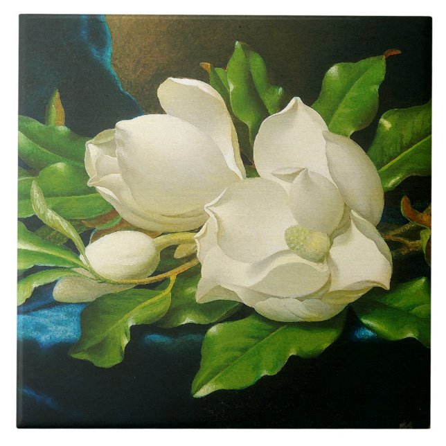 Heade Magnolia Blume Blüten Keramik Tile Fliese (Vorderseite)