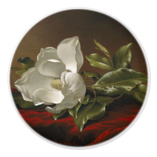 Heade Magnolien-Blumen-roter Samt-Malerei-Griff Keramikknauf