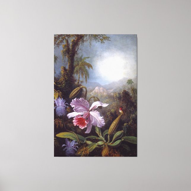HEADE - Orchideen, Passion Blume und Hummingbird Leinwanddruck (Vorderseite)