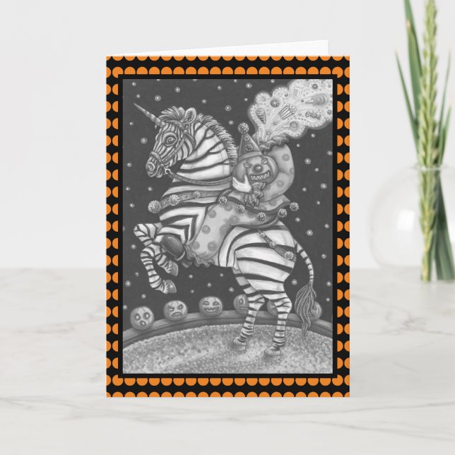 HEADLESS HORSEMAN CLOWN, ZEBRA GREETCARD Leere Karte (Vorderseite)
