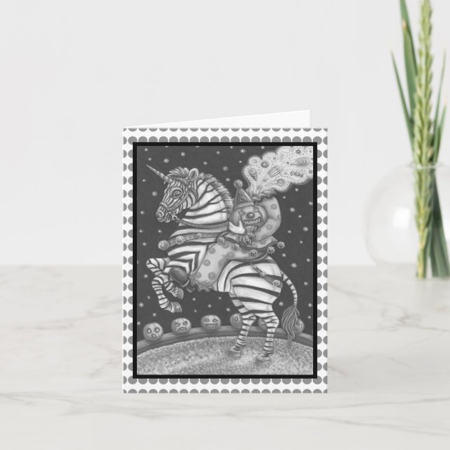 HEADLESS HORSEMAN CLOWN, ZEBRA GREETRA NOTE CARD KARTE (Vorderseite)