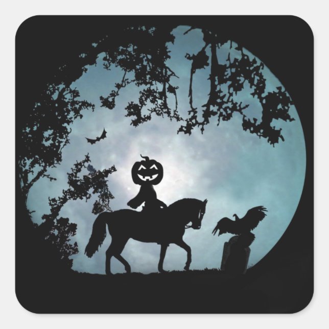 Headless Horseman mit Kürbislaterne Head Sticker (Vorderseite)