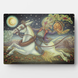 HEADLESS HORSEMAN SCARECROW & WHITE MULE Halloween Fotoplatte