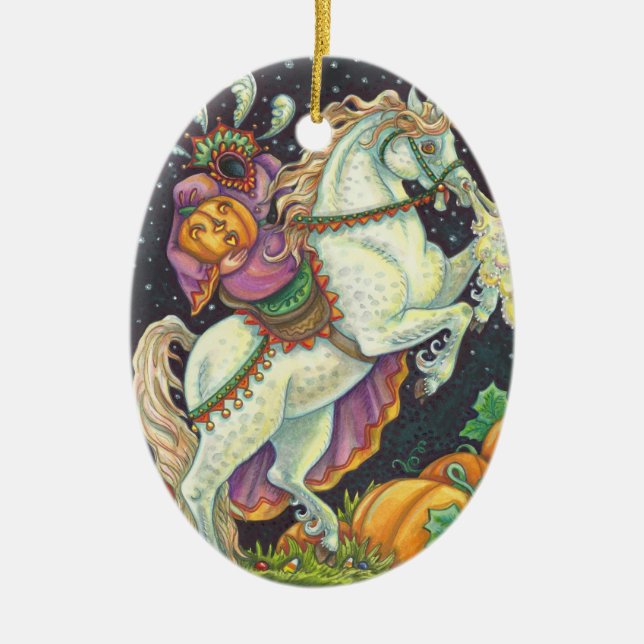 HEADLESS HORSEWOMAN SLEEPY HOLLOW ORNAW Oval Keramik Ornament (Vorne)