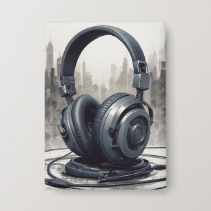 Headphone Artwork Music Lover Button