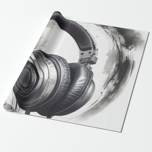 Headphone Artwork Music Lover Geschenkpapier (Ungerollt)