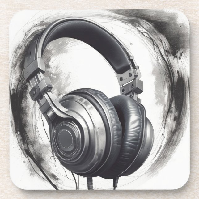 Headphone Artwork Music Lover Getränkeuntersetzer (Vorderseite)