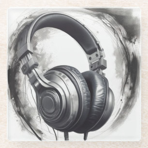 Headphone Artwork Music Lover Glasuntersetzer