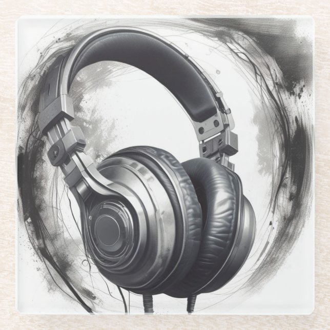Headphone Artwork Music Lover Glasuntersetzer (Vorderseite)