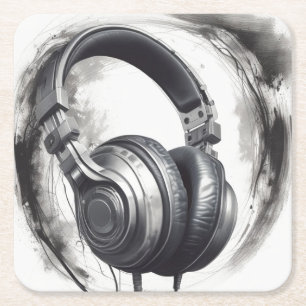 Headphone Artwork Music Lover Rechteckiger Pappuntersetzer