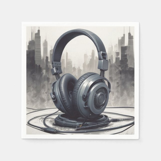 Headphone Artwork Music Lover Serviette (Vorderseite)