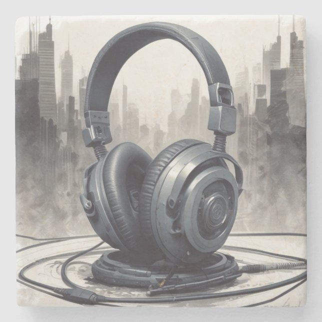 Headphone Artwork Music Lover Steinuntersetzer (Vorderseite)