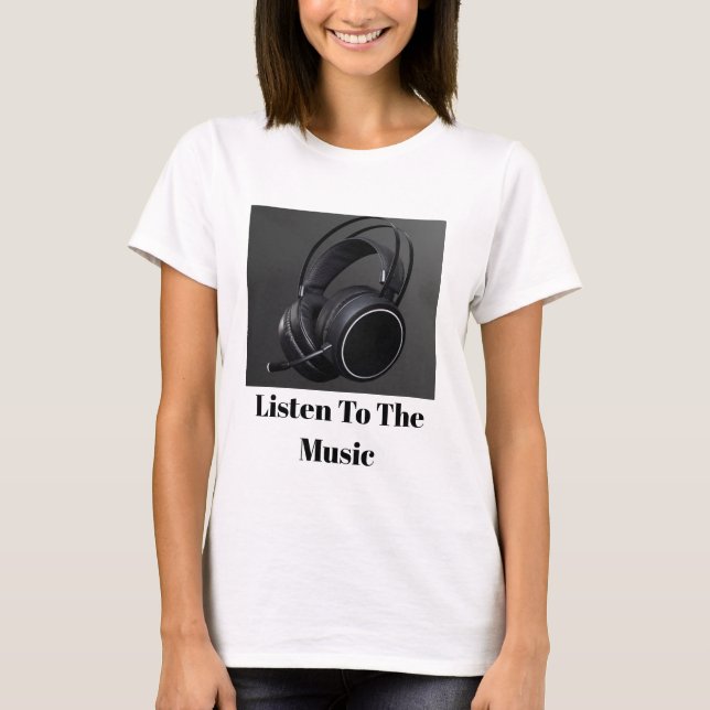 "Headphone Junkie: Music Lover's Shirt" T-Shirt (Vorderseite)