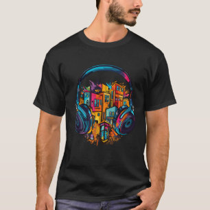 Headphone Music Non Stopp Fun Urbain City Life T-Shirt