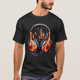 Headphone Music Non Stopp Fun Urbain City Life T-Shirt