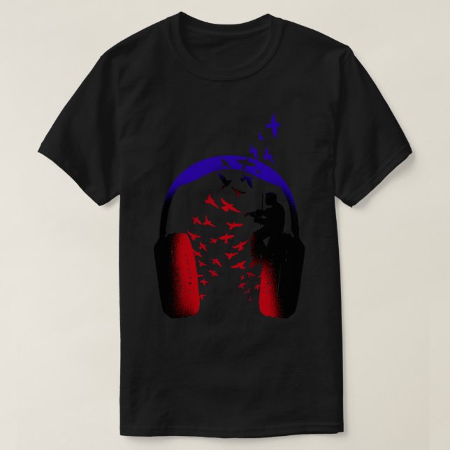 Headphone Music Violin T-Shirt (Design vorne)