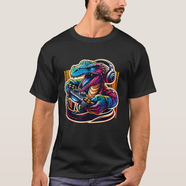 Headphone Video Game Dragon Gaming  T-Shirt (Vorderseite)