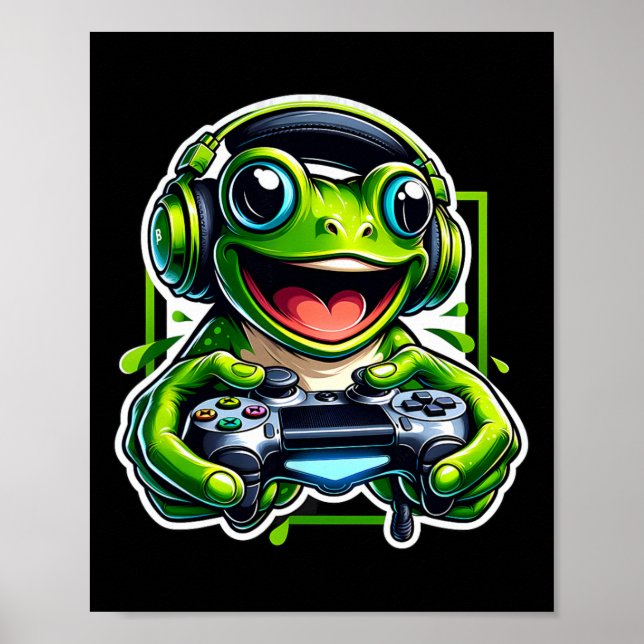 Headphone Video Game Frog Gaming  Poster (Vorne)