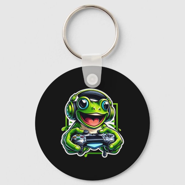 Headphone Video Game Frog Gaming  Schlüsselanhänger (Vorderseite)