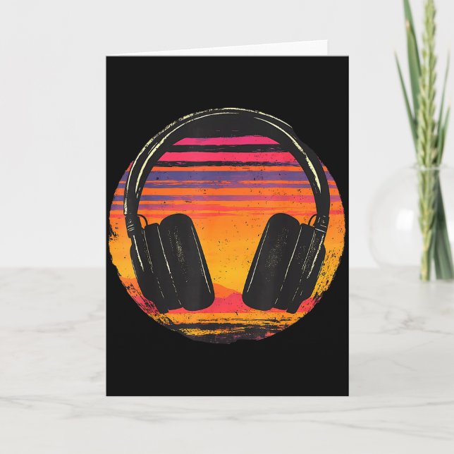Headphones Music Dj Sunset Relaxed Music Headphone Karte (Vorderseite)