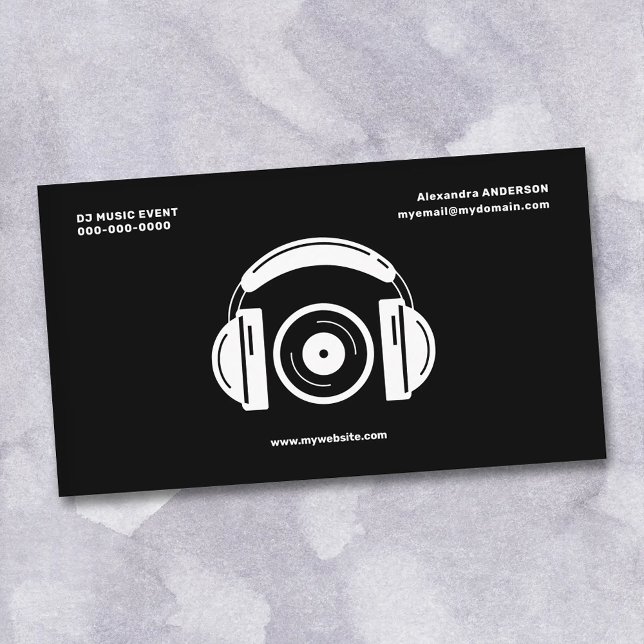 Headphones & Vinyl - DJ Music Visitenkarte (Headphones & Vinyl - DJ Music Business Card)