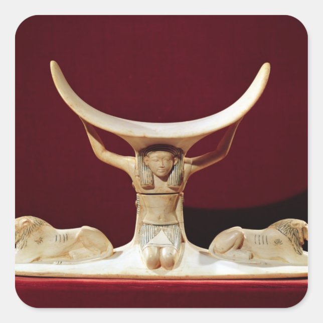 Headrest mit Shu, dem ägyptischen Gott der Luft Quadratischer Aufkleber (Vorderseite)