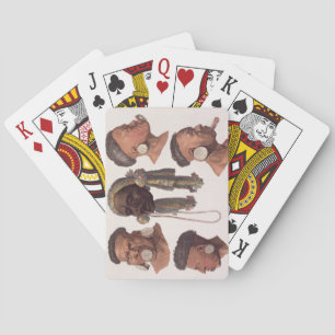 Heads of Botocudos Indians (colour engraving) Spielkarten
