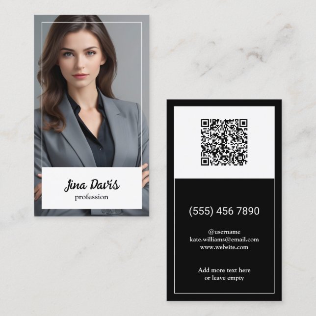 Headshot Custom QR Foto Business Card Visitenkarte (Vorne/Hinten)