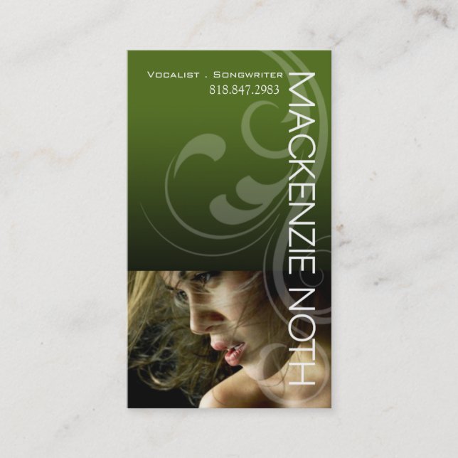 Headshot für Sänger-Texter und Komponist-Sänger Visitenkarte (Vorderseite)