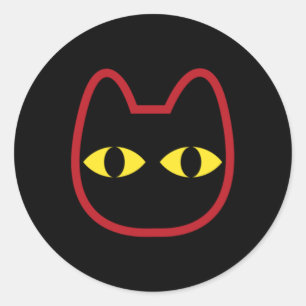Headshot-Sticker der Black Cat Runder Aufkleber