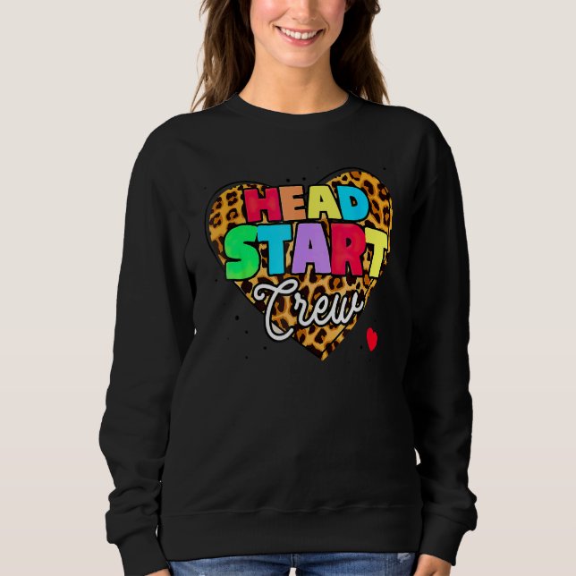 Headstart Crew Herz Leopard Zurück zur Schule für  Sweatshirt (Vorderseite)