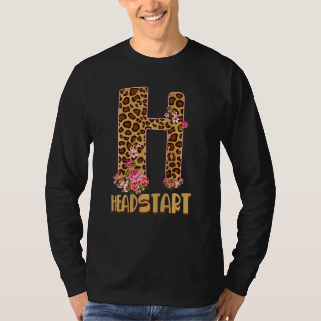 Headstart Funny Leopard Print & Blume Cool Back T-Shirt (Vorderseite)