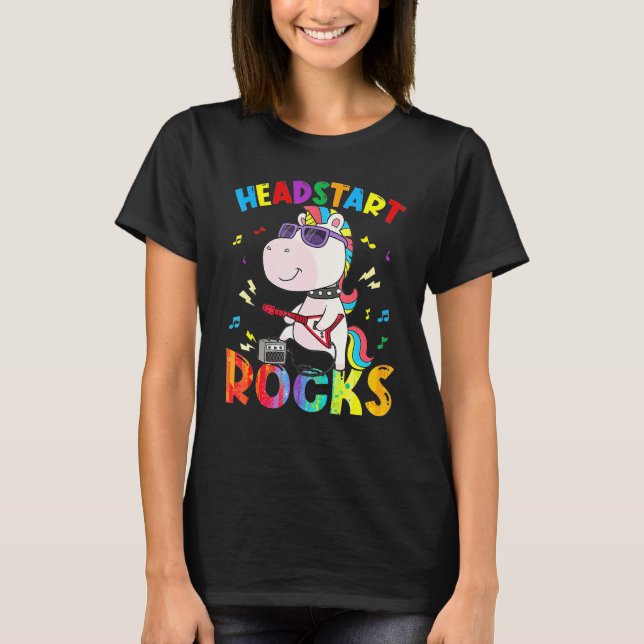 Headstart Rocks Unicorn Kids Boys Girls Back To Sc T-Shirt (Vorderseite)