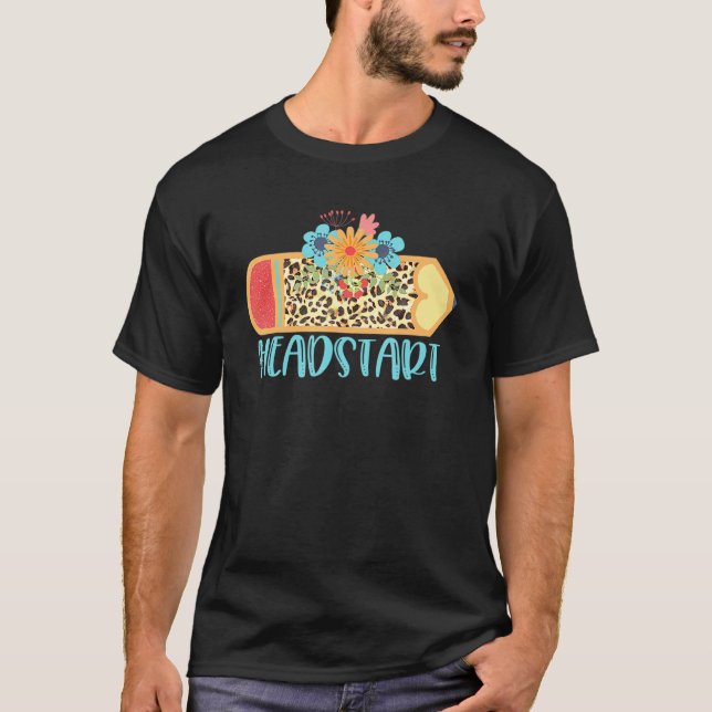 Headstart Stift Leopard Cheetah Print Teach Liebe T-Shirt (Vorderseite)