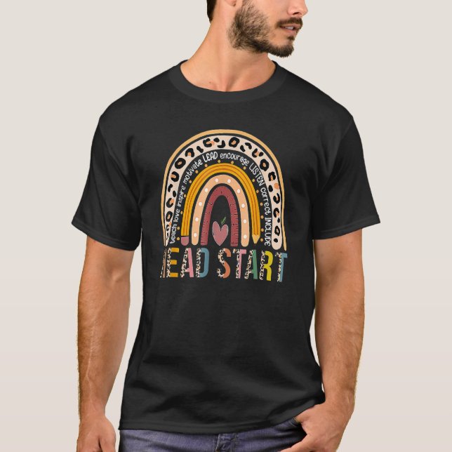 Headstart Teacher Rainbow Early Childhood 100 Days T-Shirt (Vorderseite)