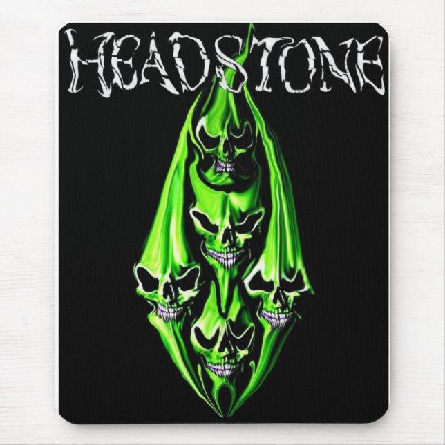 HEADSTONE 5 Grüne Schädelmousepad Mousepad (Vorne)