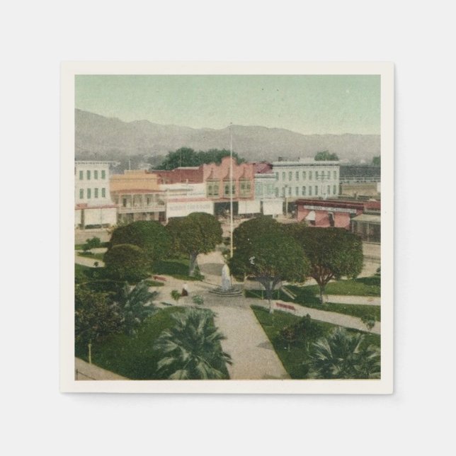 Healdsburg CA Plaza Postcard Serviette (Vorderseite)