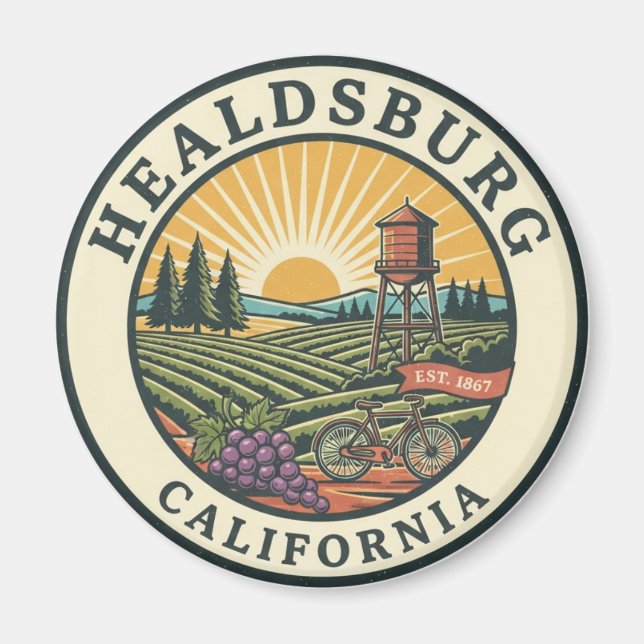 Healdsburg California Reise Magnet (Vorne)