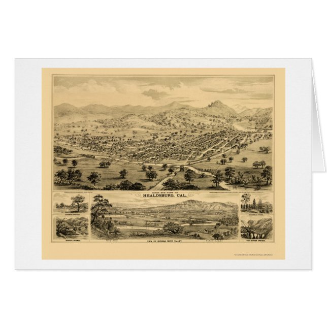 Healdsburg, panoramische Karte CAs - 1876 (Vorderseite (Horizontal))
