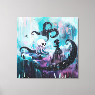 Healer Octopus Magical Hexchy Goth AI Art Leinwanddruck
