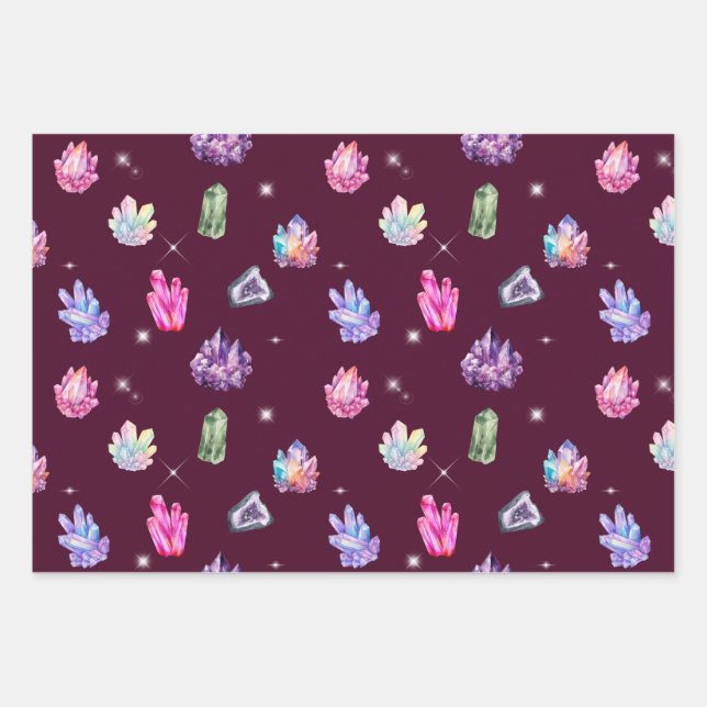 Healing Crystals Wrapping Paper Set Geschenkpapier Set (Vorderseite)