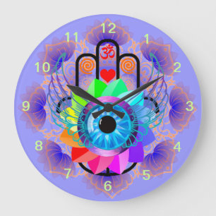 Healing Hamsa clock Große Wanduhr