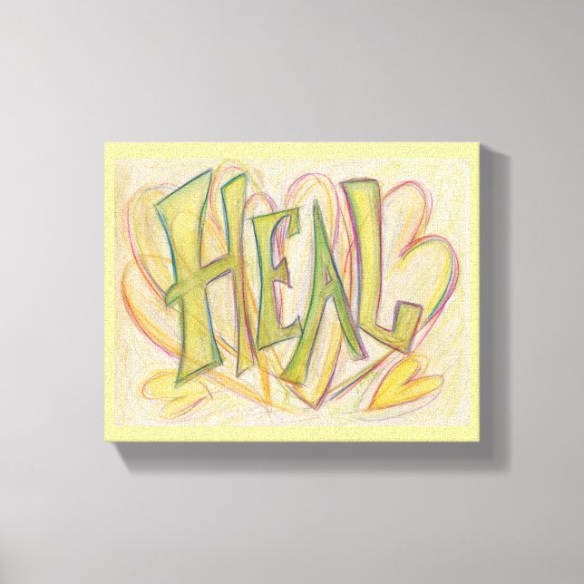 Healing Healing Word Art Malerei Wrapped Canvas Ar Leinwanddruck (Vorderseite)