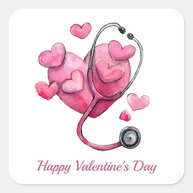Healing Hearts Valentine Design Quadratischer Aufkleber (Vorderseite)