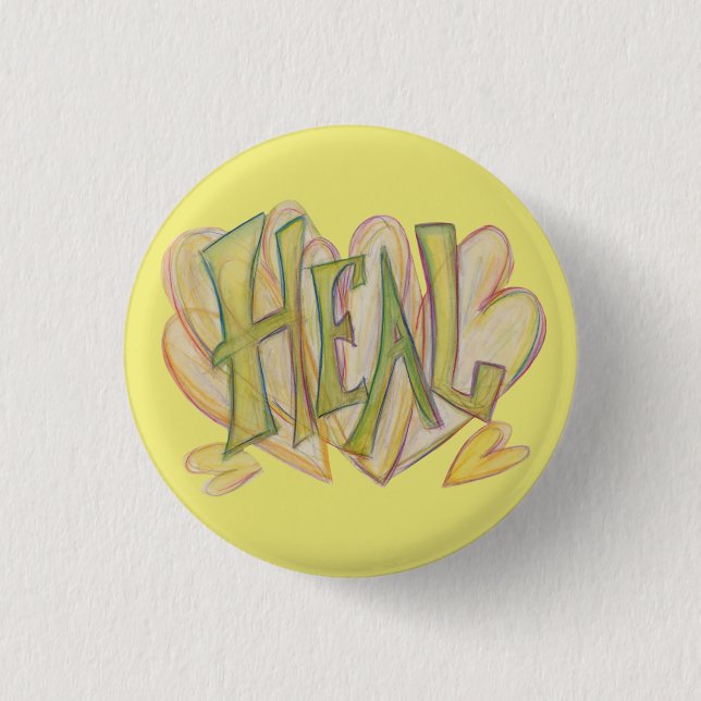 Healing Hearts Word Art Lapel Button-Buttone Button (Vorderseite)