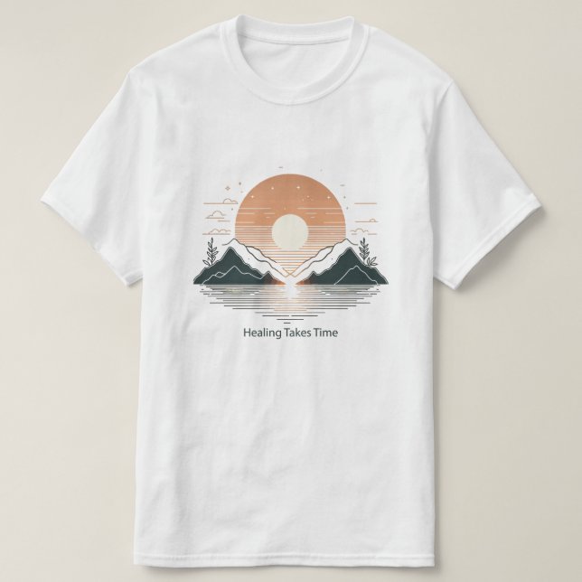 Healing Takes Time" Minimalist T-Shirt | Lake & Mo (Design vorne)