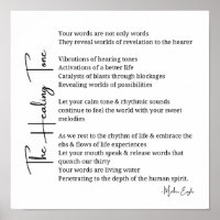 Healing Tone Sound Poem Poster Wand Art Dekoration