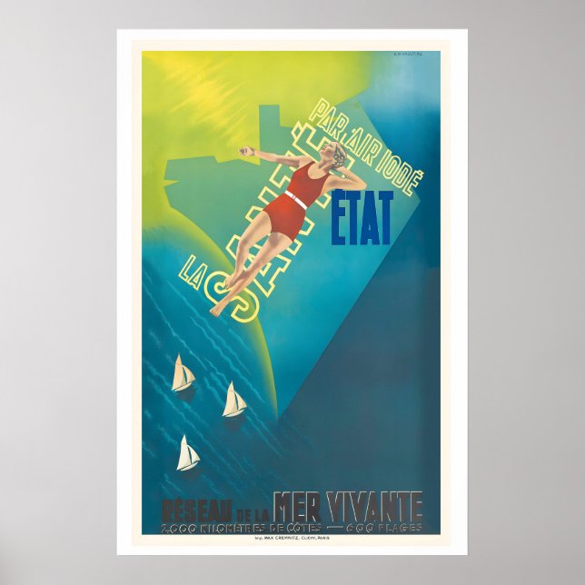 Health By Air Iodine State Vintage Travel Poster (Vorne)